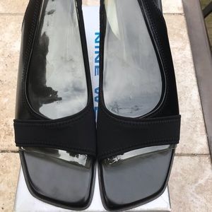 Black sandals microfiber by 9 West 9.5 M